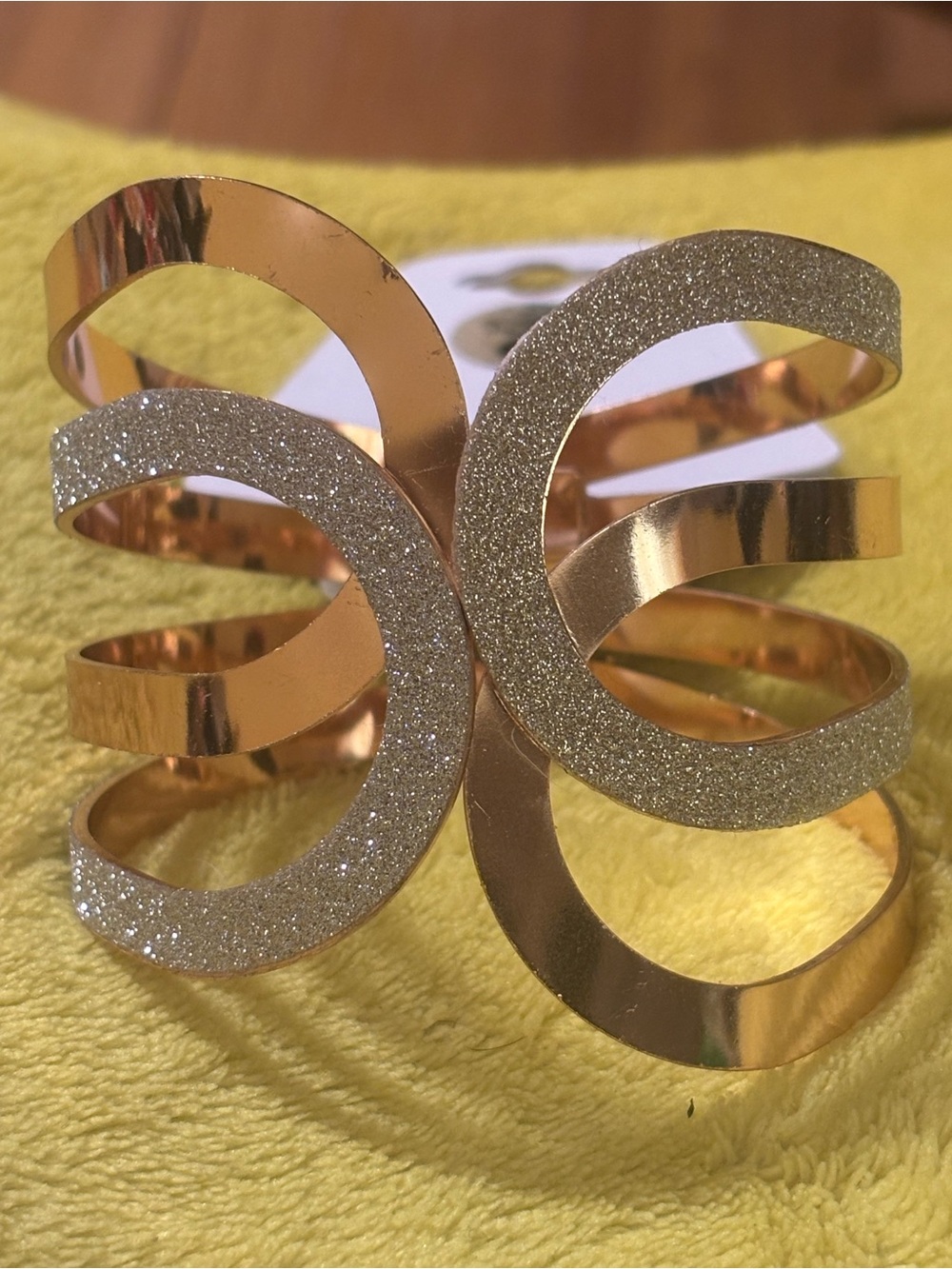 nOir Jewelry Rose Gold Glitter Ribbon Cuff Bracelet